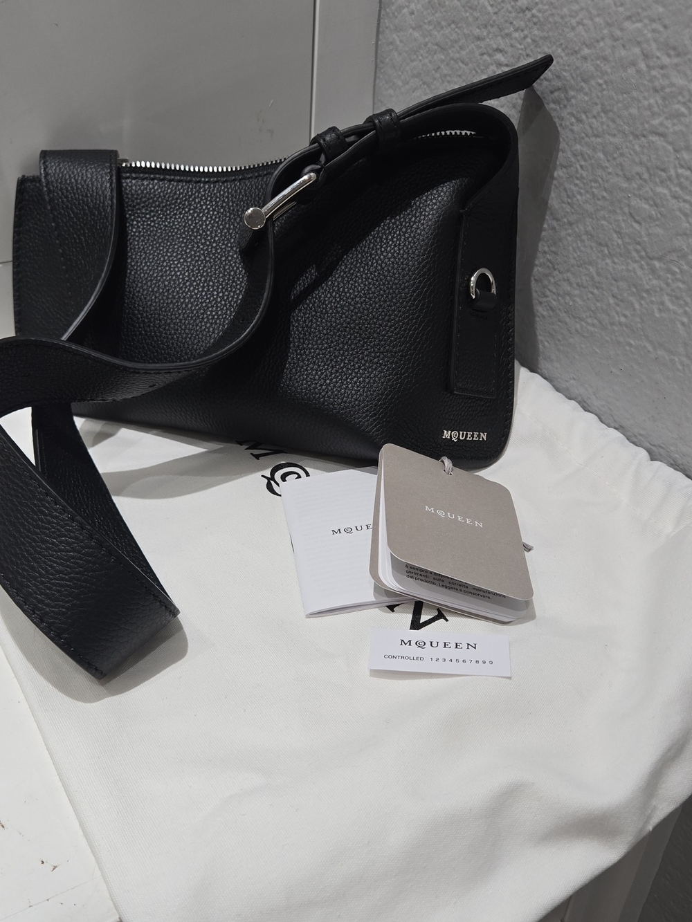 Alexander McQueen T-Bar Sling Pouch Bag-Pebbled Leather - Picture 6 of 6